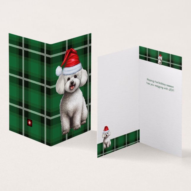 Bichon Frise Cachorro Férias Xadrez Verde Natal (Interior e exterior)
