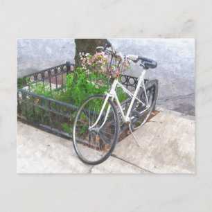 BICICLETA COM BASE DE FLORES CARTÃO POSTAL