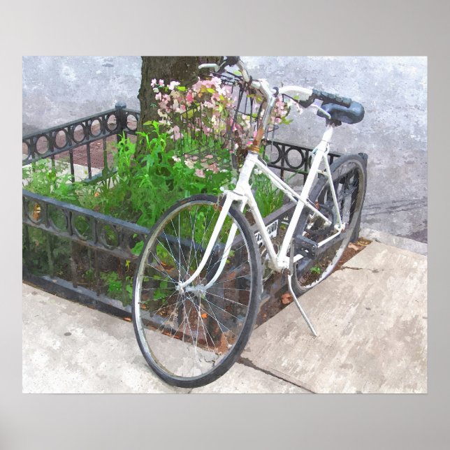 BICICLETA COM BASE DE FLORES POSTER (Frente)