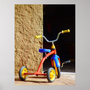 Bicicleta do triciclo de criança do poster vintag