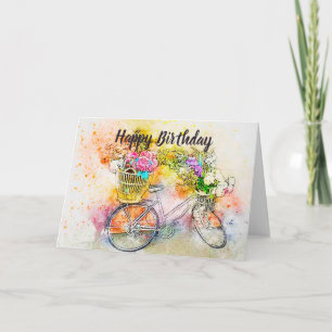 Bicicleta e flores cartão