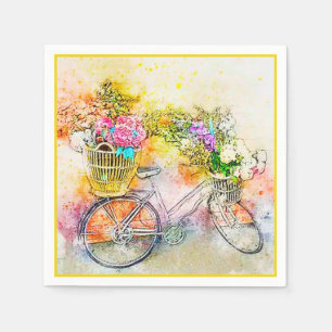 Bicicleta e guardanapos de flores
