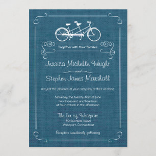 Bicicleta para Dois Convites de Casamento Blue Bur