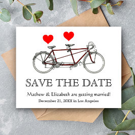 Bicicleta Tandem Fofa Vintage Anúncio de Casamento