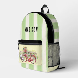 Bicicleta Vermelha com Mochila Pesonizada de Flore