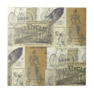Bicicleta Vintage e Colagem de Anúncio Ciclista