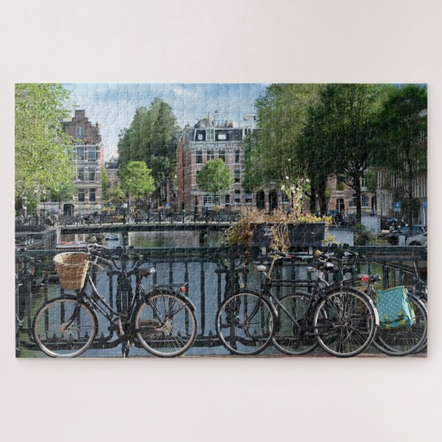 Bicicletas em Amsterdã. Quebra-cabeça de serra (Horizontal)