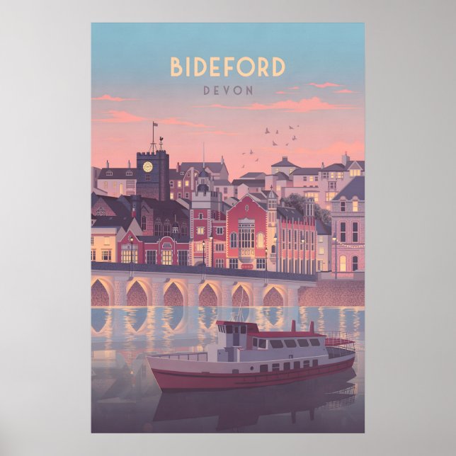 Bideford Devon Seaside Travel Poster (Frente)
