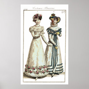 Biedermeier Fashion Impressão 1821 Poster