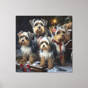 Biewer Terrier Nevado Trenó de Natal Decoração de 