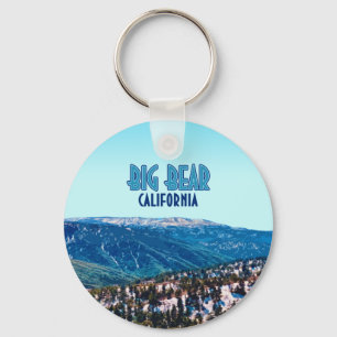 Big Bear California Mountain Button Chaveiro