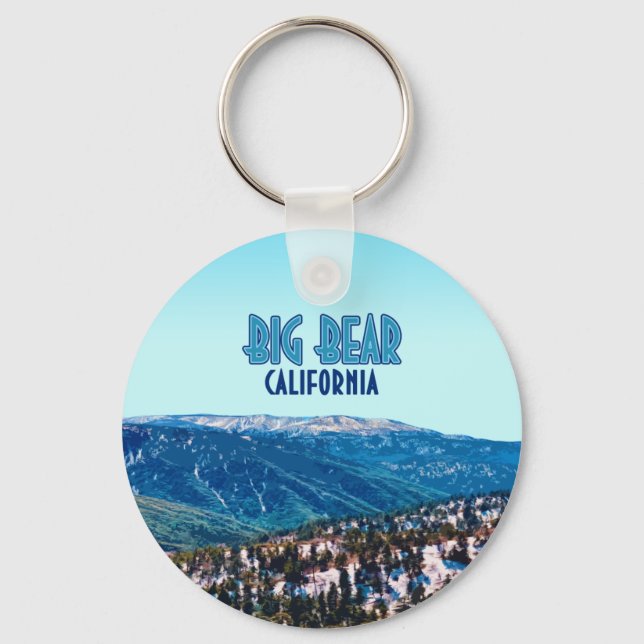 Big Bear California Mountain Button Chaveiro (Frente)