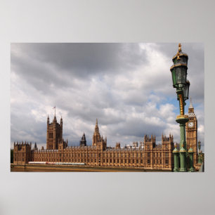 Big Ben e casas do parlamento no poster de Londres