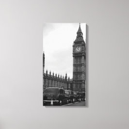Big Ben en taxi cabines em canvas branca e preta