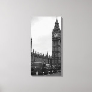 Big Ben en taxi cabines em canvas branca e preta