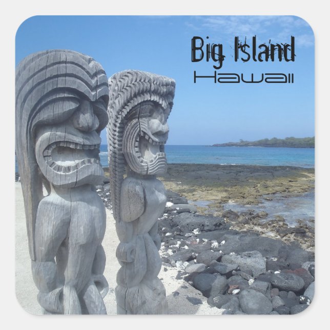 Big Island Hawaii rindo de adesivos tikis (Frente)
