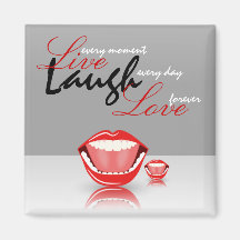 Big Mouth Live Laugh Ria Imãs de geladeira Quadrad