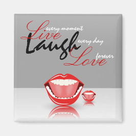 Big Mouth Live Laugh Ria Imãs de geladeira Quadrad