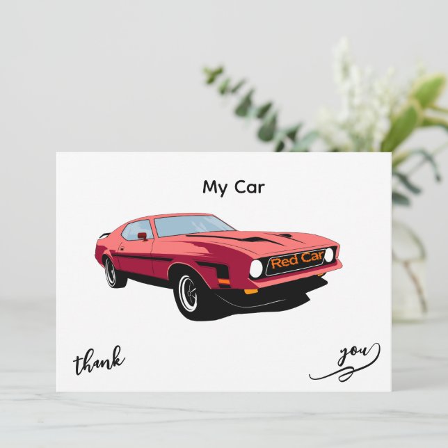 Big Red Car – Convite de Design do Meu Carro (Em pé/Frente)