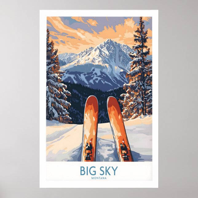 Big Sky Art Print - Skiing Poster 1 (Frente)