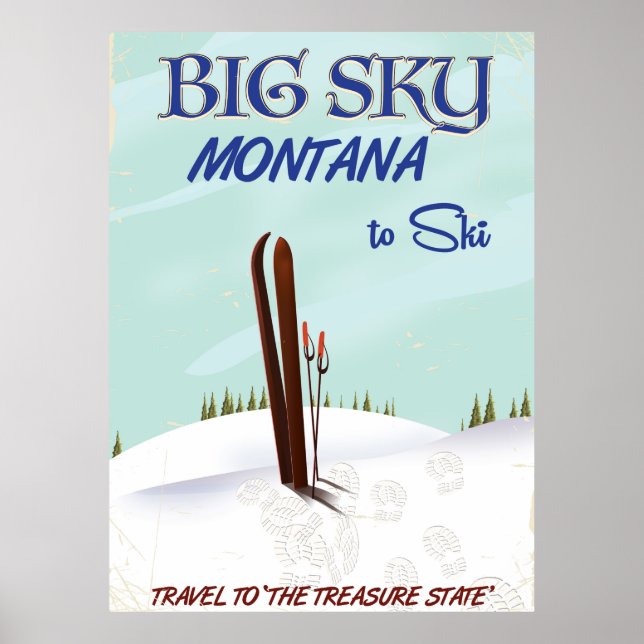 Big Sky, poster de viagens de esqui de Montana (Frente)