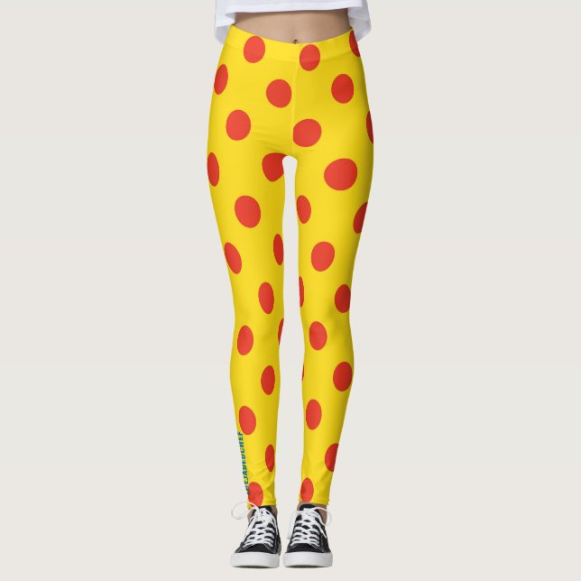 Big Top Dots: Bold Yellow & Red Polka Dot Leggings (Frente)