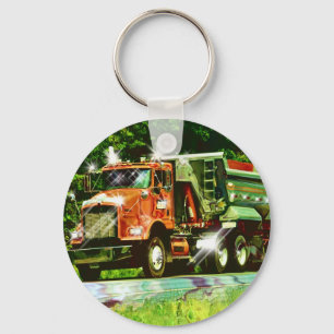 BIG TRUCK ORANGE GRAVEL TRUCK Art Chaveiro