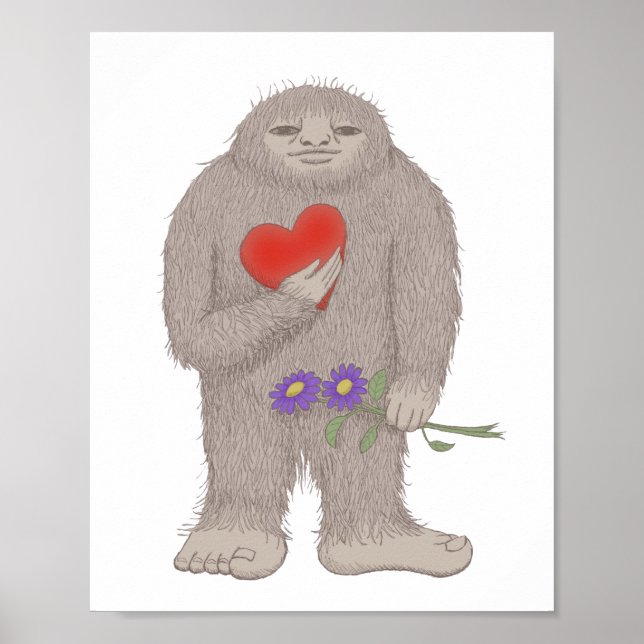 Bigfoot Sasquatch Yin Love Weird Poster (Frente)
