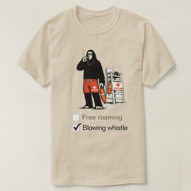Bigfoot trabalha como salva-vidas Camiseta (Frente do Design)