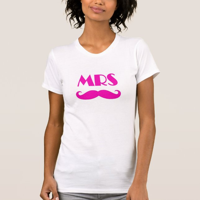 Bigode engraçado rosa Sra. Título casamento Camisa (Frente)