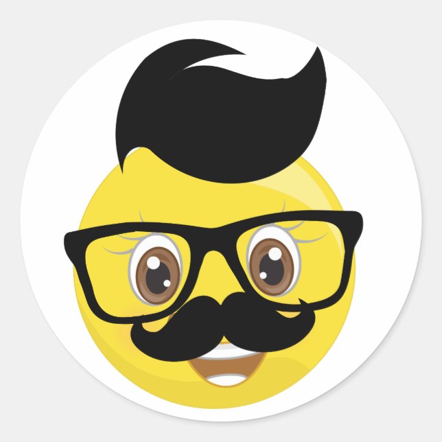 Bigode & vidros engraçados com etiquetas de Emoji (Frente)