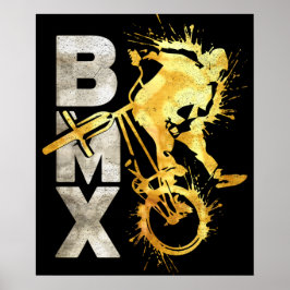 Bike Clássico Bmx | Bmx Prata Dourada Poster Impre