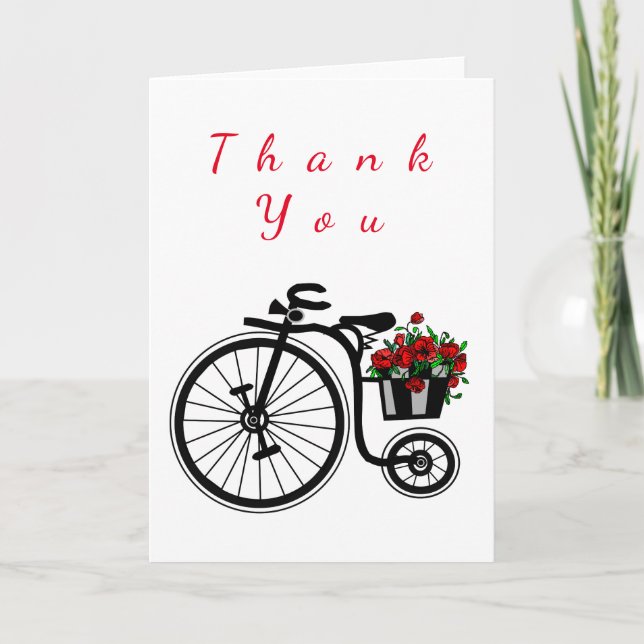 Bike de cartões de agradecimentos com flores para  (Frente)