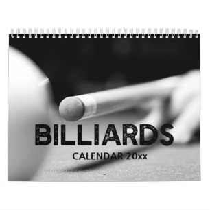 Bilhares no Calendário da Parede Preta e Branca