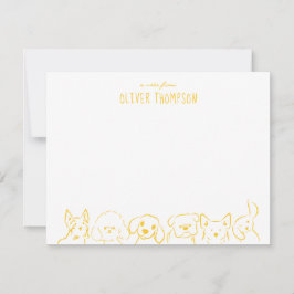 Bilhete Amarelo de Cachorro Fofo Desenho em Cartão