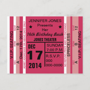 Bilhete ao cartão do convite do divertimento