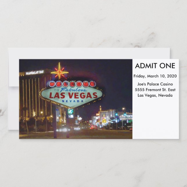 Bilhete de Admissão de Evento em Las Vegas (Frente)