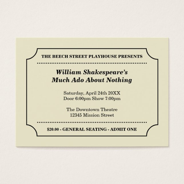 Bilhete de admissão de eventos personalizados para (Frente)