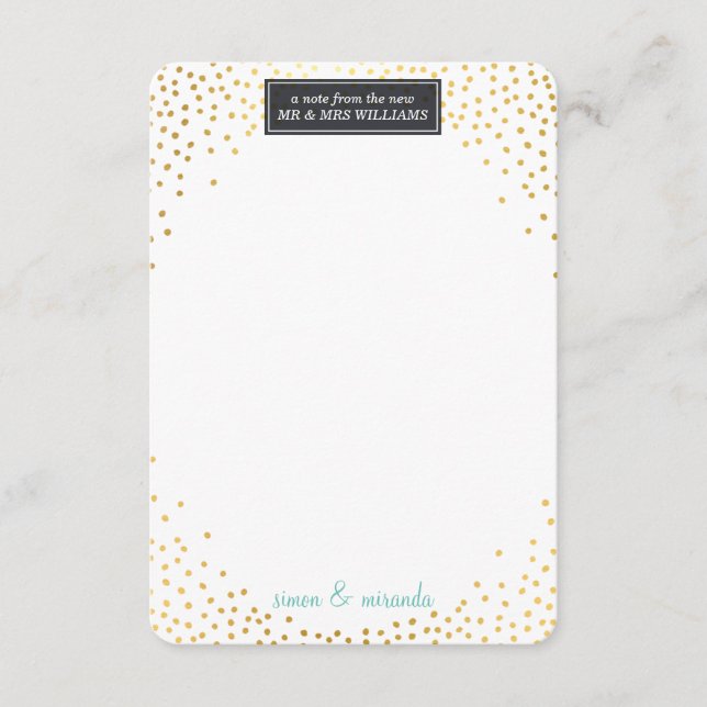 BILHETE DE AGRADECIMENTO CASAMENTO confete dourado (Frente)