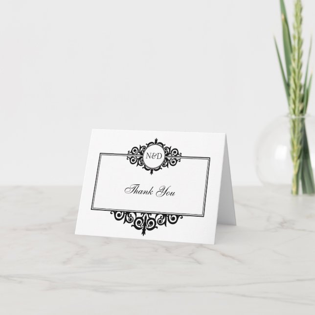 Bilhete de agradecimento com moldura de pergaminho (Frente)