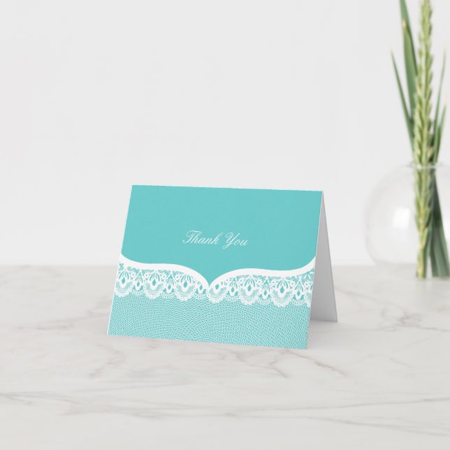 Bilhete de Agradecimento de Casamento Tiffany Teal (Frente)