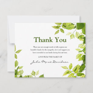Bilhete de Agradecimento de Funeral Natureza