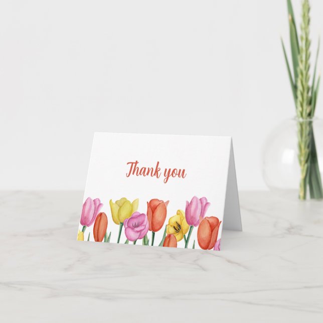 Bilhete de Agradecimento de Tulipa em Aquarela (Frente)