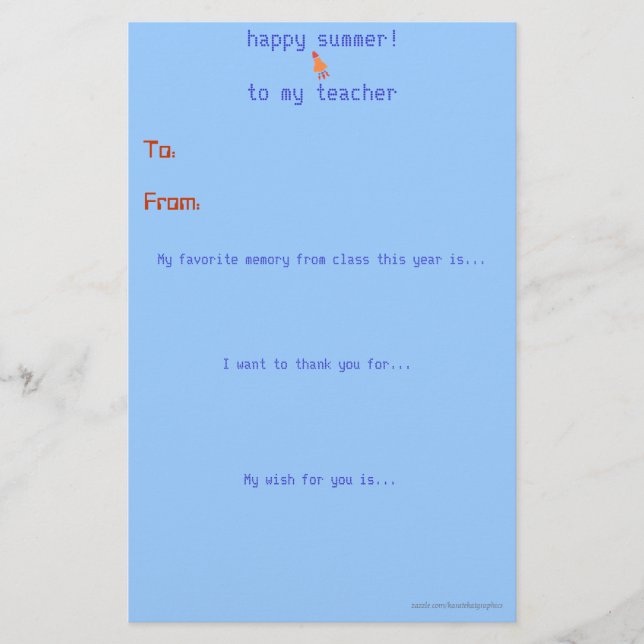 Bilhete de agradecimento do professor no final do  (Frente)