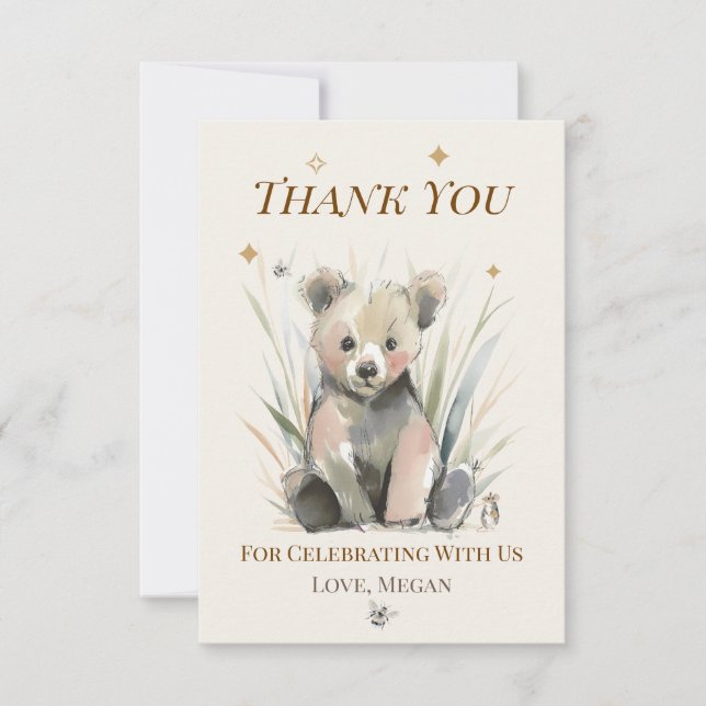 Bilhete de Agradecimento do Urso Personalizado (Frente)