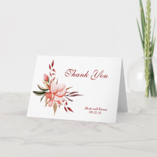 Bilhete de Agradecimento Floral Coral e Rosa