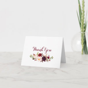 Bilhete de agradecimento floral Marsala Greenery 4
