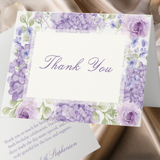 Bilhete de Agradecimento Floral Roxo Elegante para (Criador carregado)