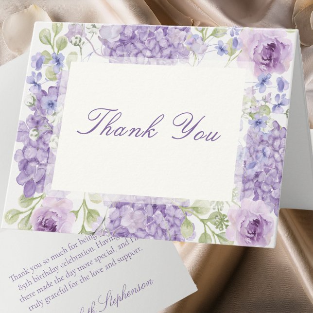 Bilhete de Agradecimento Floral Roxo Elegante para (Criador carregado)