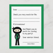 Bilhete de agradecimento ninja, com mudança de cor